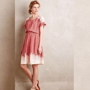 Anthropologie Orange / Cream Veronia Shirt Dress